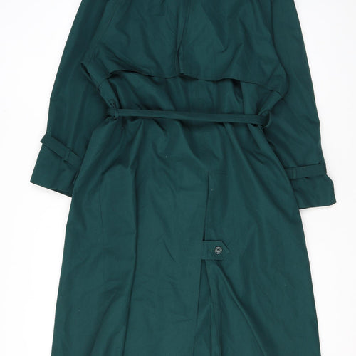 NuAge Womens Green Trench Coat Coat Size 14 Button - Belted