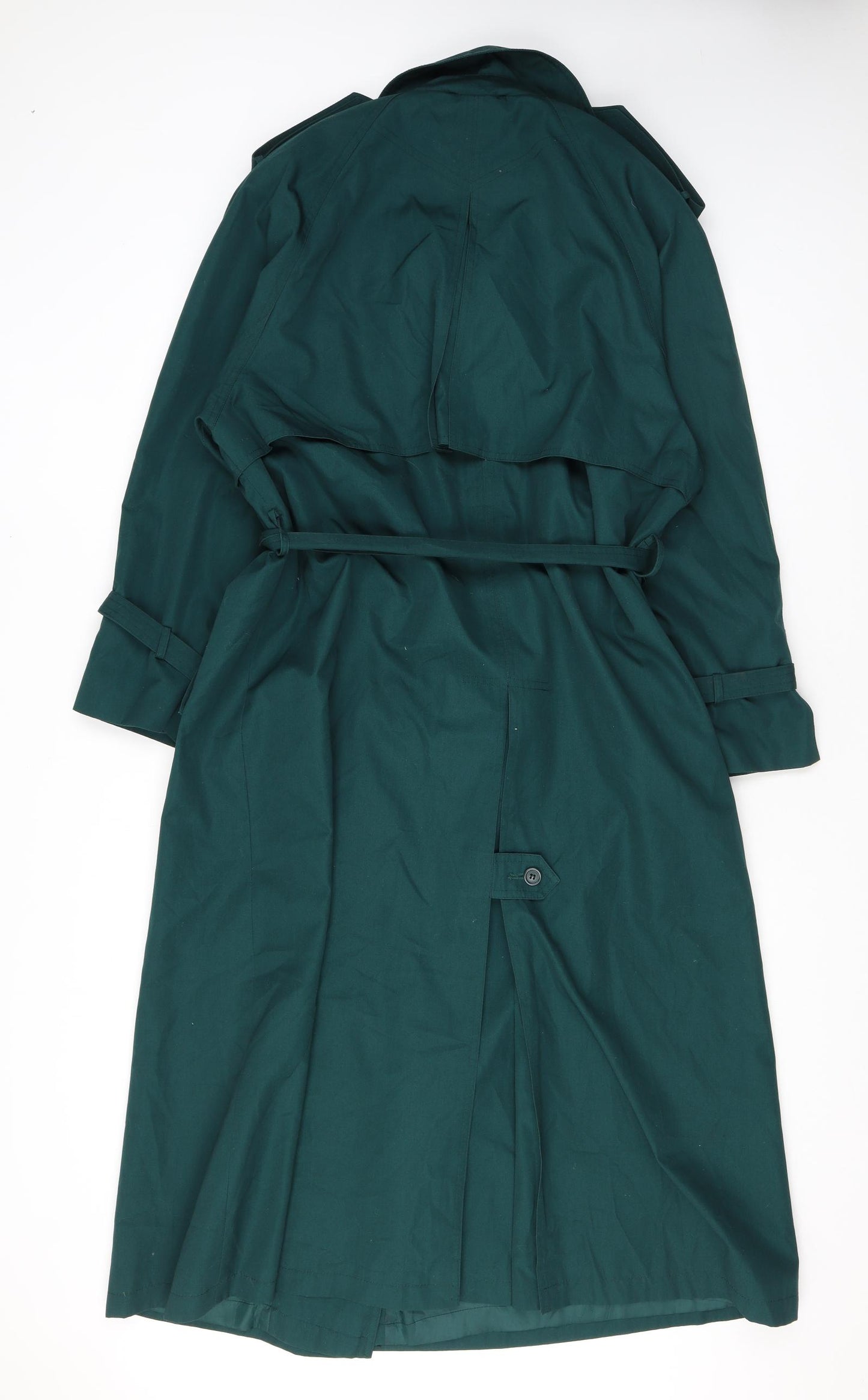 NuAge Womens Green Trench Coat Coat Size 14 Button - Belted