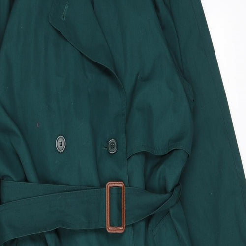 NuAge Womens Green Trench Coat Coat Size 14 Button - Belted