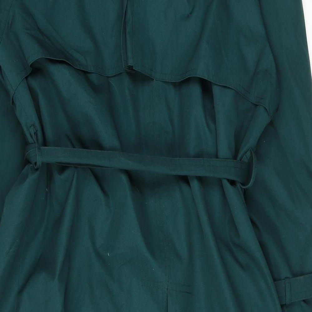 NuAge Womens Green Trench Coat Coat Size 14 Button - Belted
