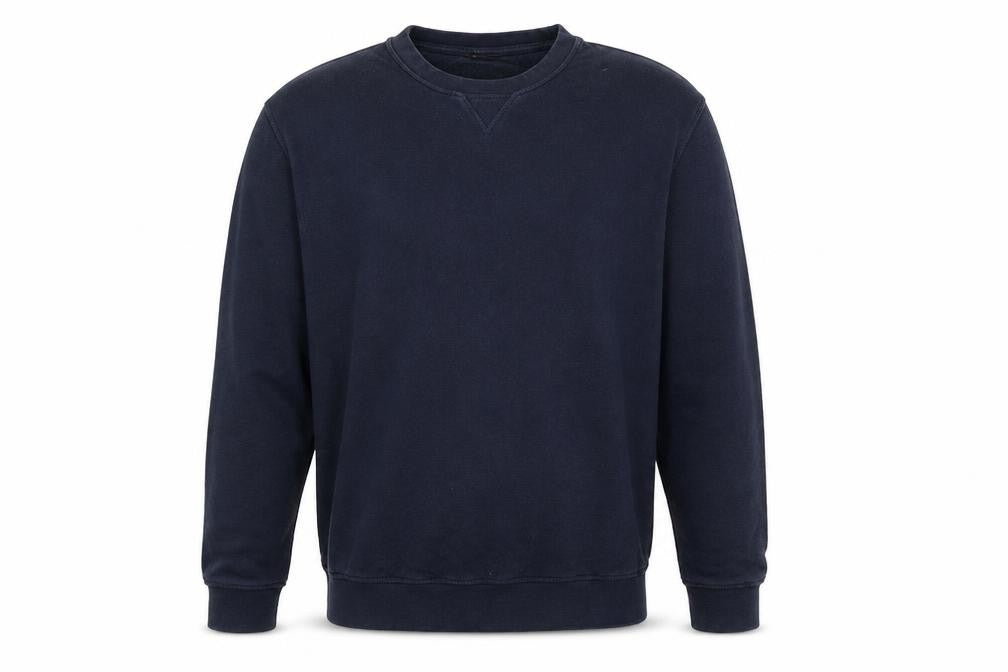 Front view of H&M men’s black cotton pullover sweatshirt, size L