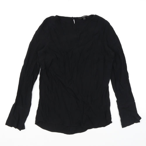 NEXT Womens Black Viscose Basic Blouse Size 6 Round Neck
