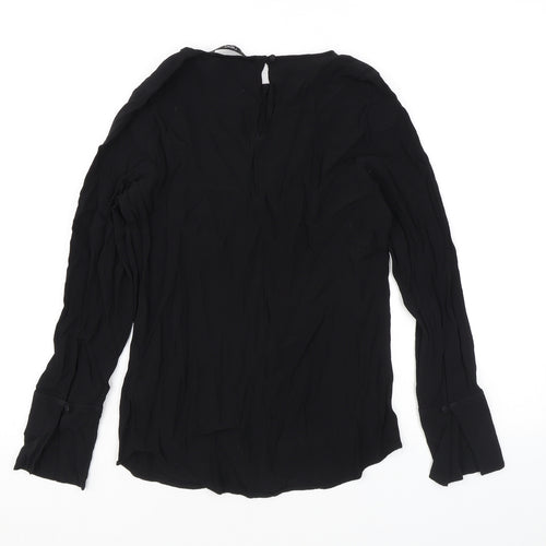 NEXT Womens Black Viscose Basic Blouse Size 6 Round Neck