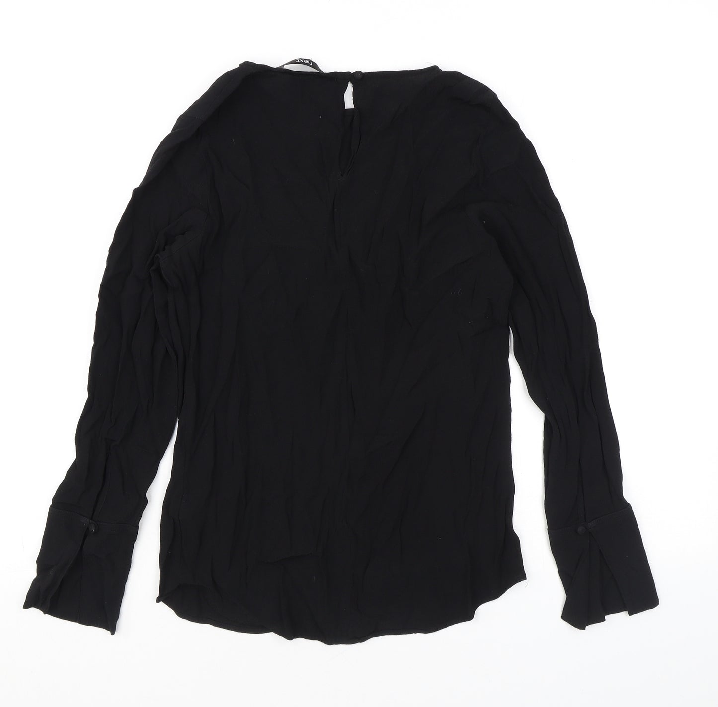 NEXT Womens Black Viscose Basic Blouse Size 6 Round Neck