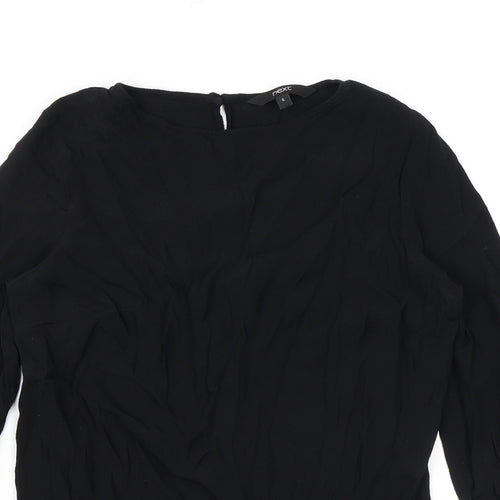NEXT Womens Black Viscose Basic Blouse Size 6 Round Neck