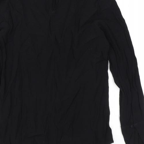 NEXT Womens Black Viscose Basic Blouse Size 6 Round Neck