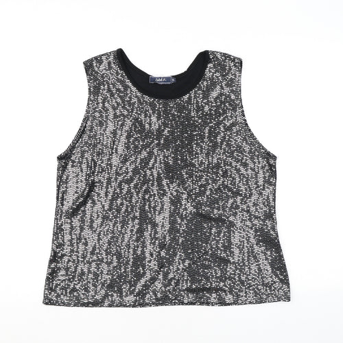 Label H Womens Black Polyester Basic Tank Size XL Round Neck - Sequins