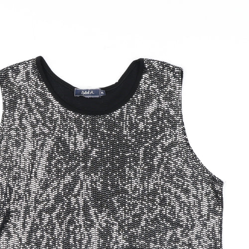 Label H Womens Black Polyester Basic Tank Size XL Round Neck - Sequins