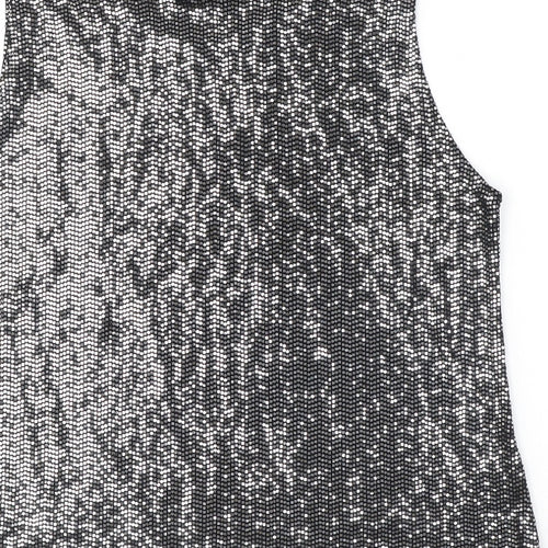 Label H Womens Black Polyester Basic Tank Size XL Round Neck - Sequins