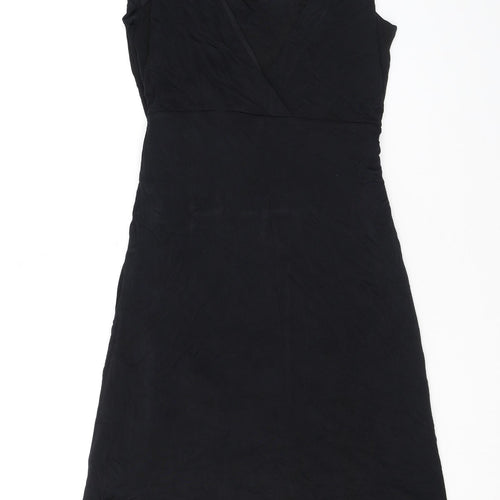 Coast Womens Black Viscose A-Line Size 12 V-Neck Pullover - Ruffles
