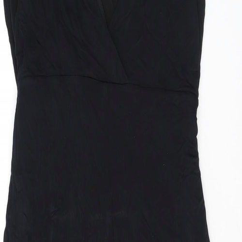 Coast Womens Black Viscose A-Line Size 12 V-Neck Pullover - Ruffles