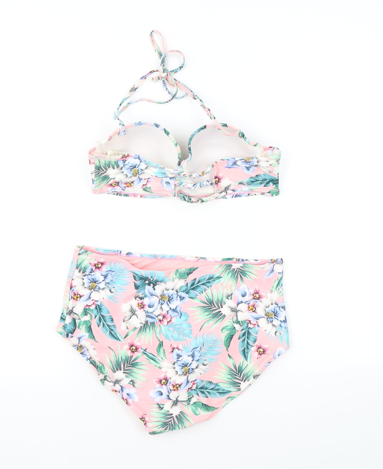 Accessorize Womens Pink Floral Nylon Bikini Size 10 - Bottoms - Size 12, Top - Size 10