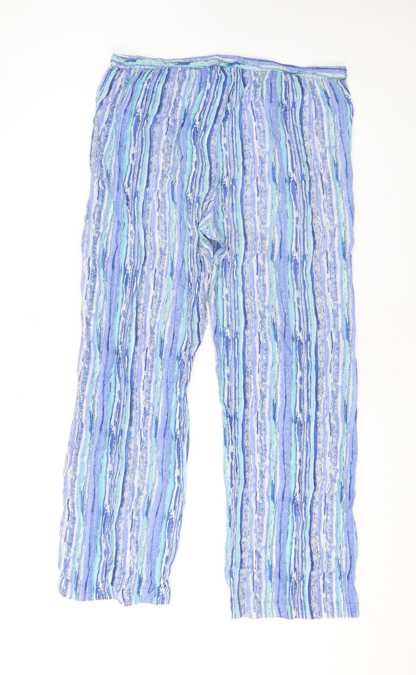 Patra Womens Blue Striped Cotton Trousers Size M L29 in Regular