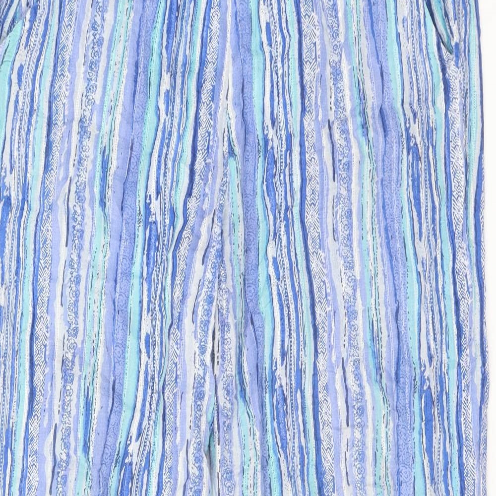 Patra Womens Blue Striped Cotton Trousers Size M L29 in Regular