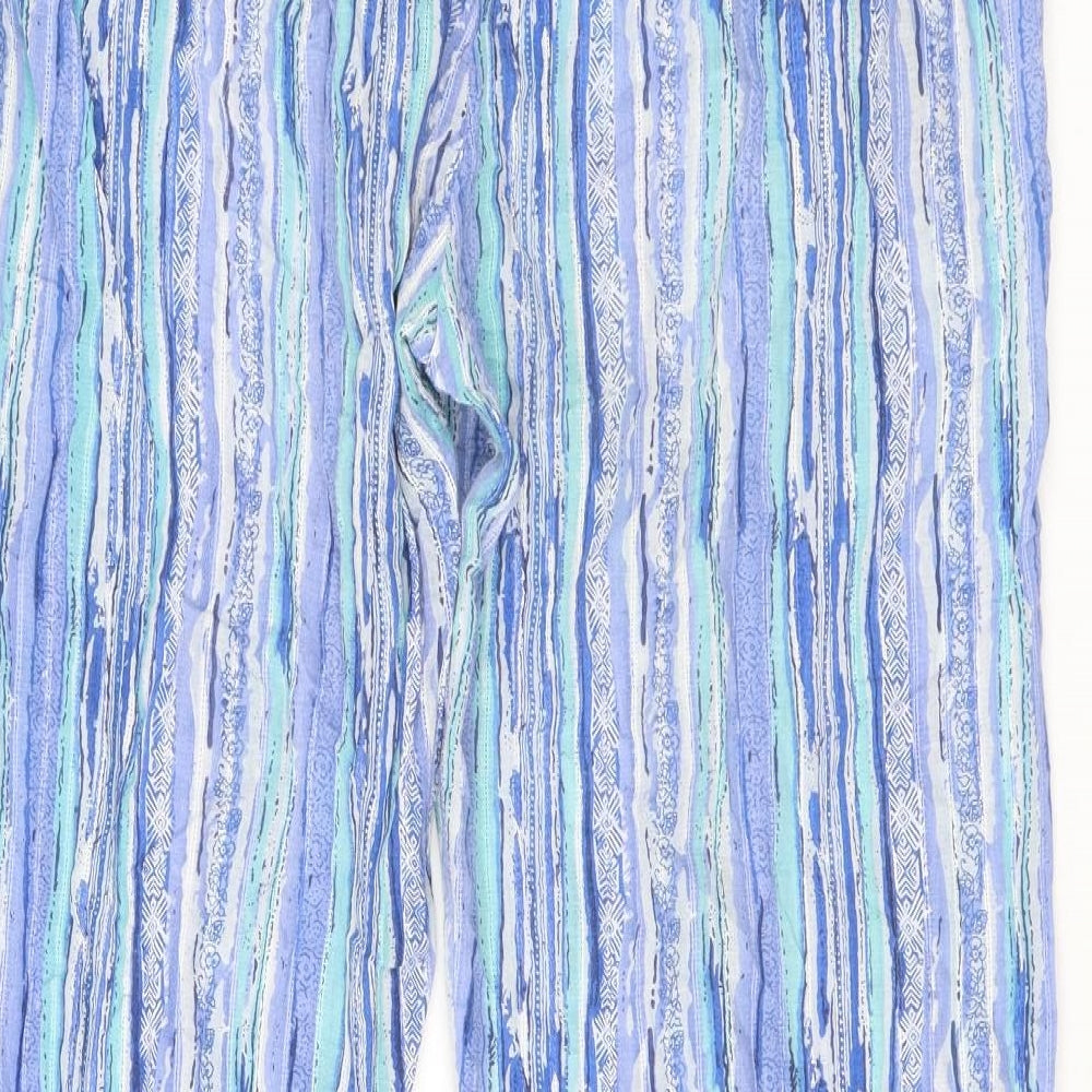 Patra Womens Blue Striped Cotton Trousers Size M L29 in Regular