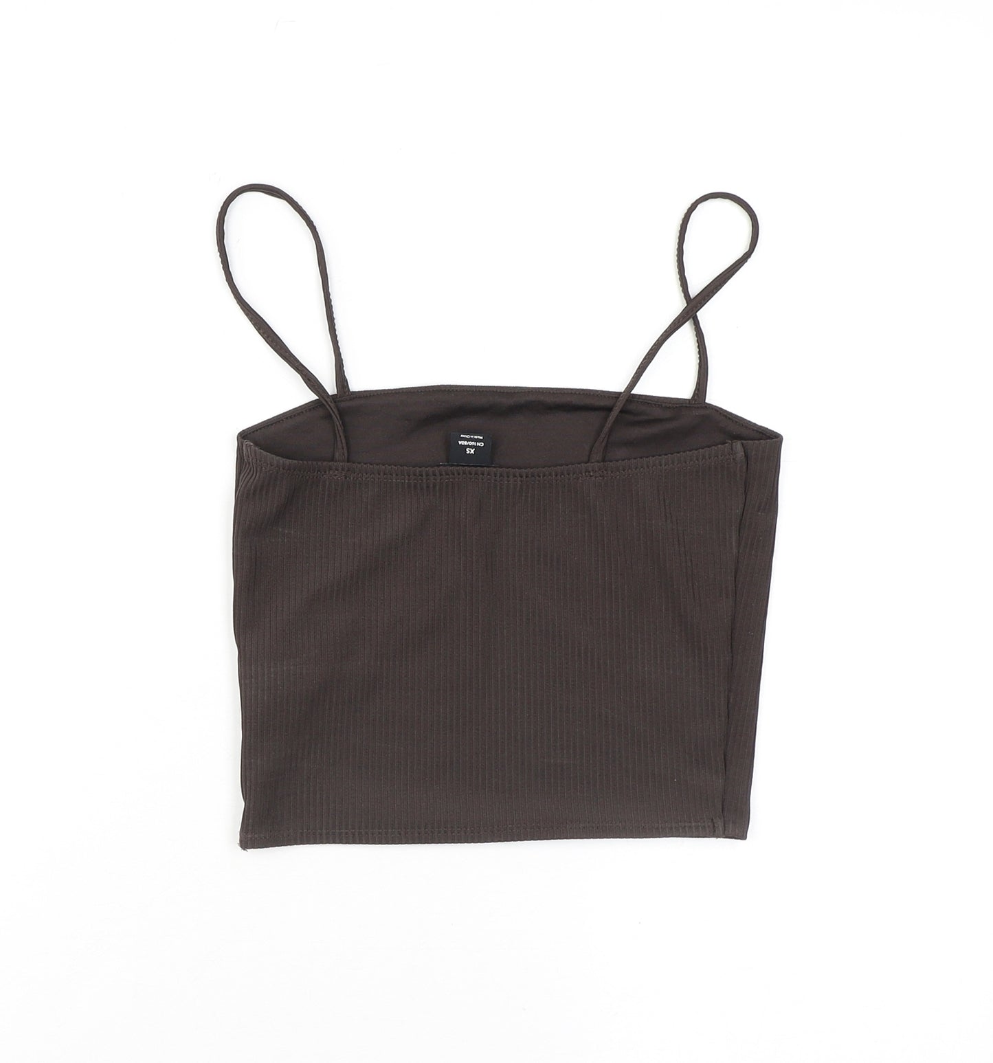 Monki Womens Brown Polyester Cropped Tank Size XS Square Neck