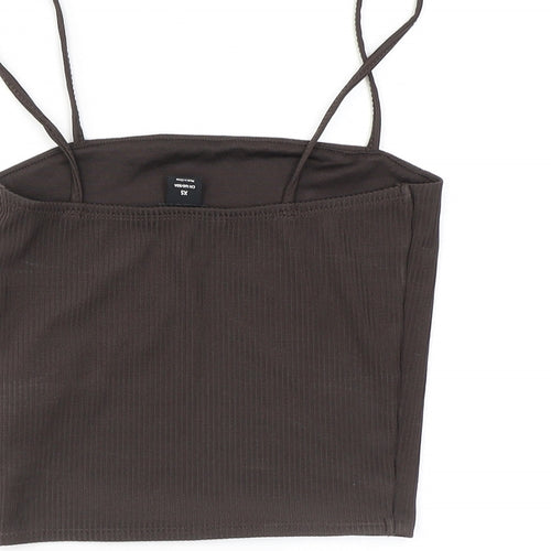 Monki Womens Brown Polyester Cropped Tank Size XS Square Neck