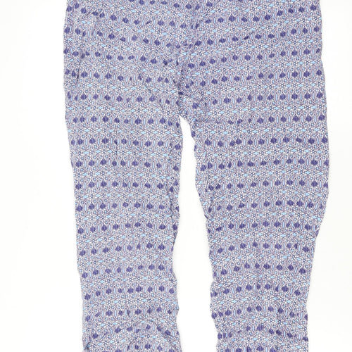 Cotton Traders Womens Blue Geometric Viscose Trousers Size 14 L25 in Regular