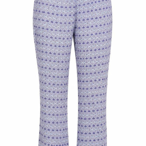 Cotton Traders Womens Blue Geometric Viscose Trousers Size 14 L25 in Regular