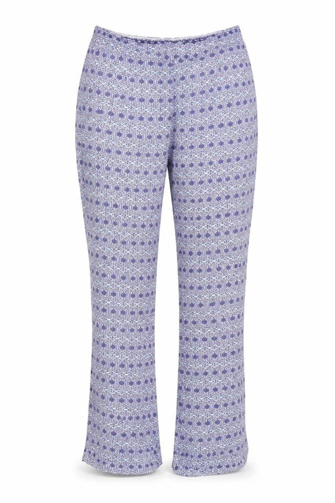 Cotton Traders Womens Blue Geometric Viscose Trousers Size 14 L25 in Regular