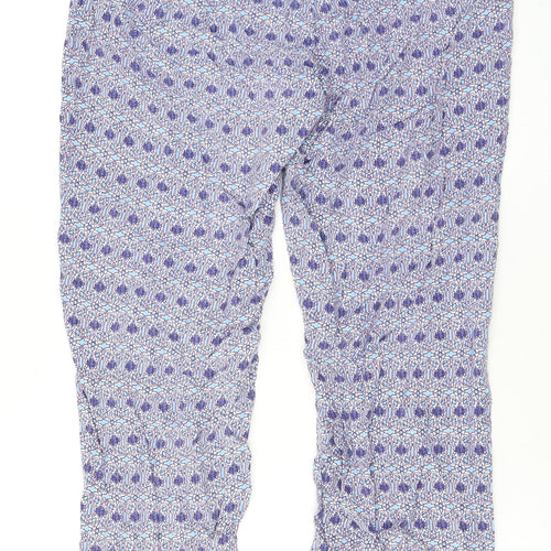 Cotton Traders Womens Blue Geometric Viscose Trousers Size 14 L25 in Regular