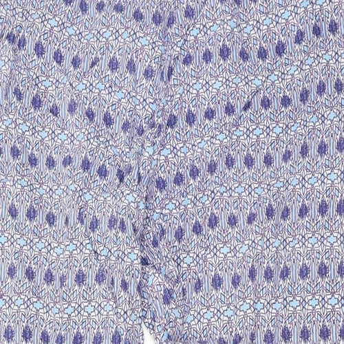 Cotton Traders Womens Blue Geometric Viscose Trousers Size 14 L25 in Regular