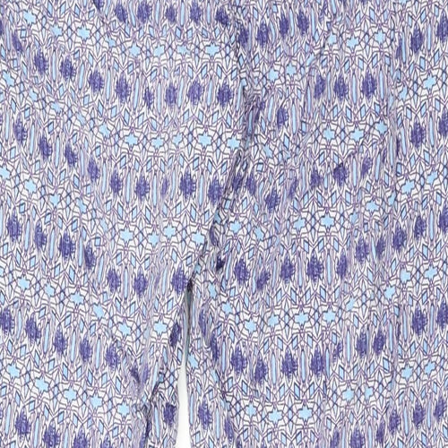 Cotton Traders Womens Blue Geometric Viscose Trousers Size 14 L25 in Regular