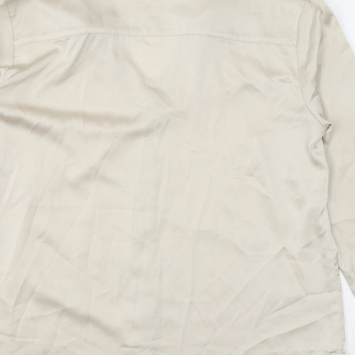 H&M Womens Beige Polyester Basic Button-Up Size M Collared