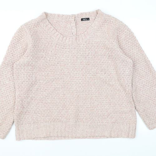 M&Co Womens Pink Round Neck Acetate Pullover Jumper Size 2XL