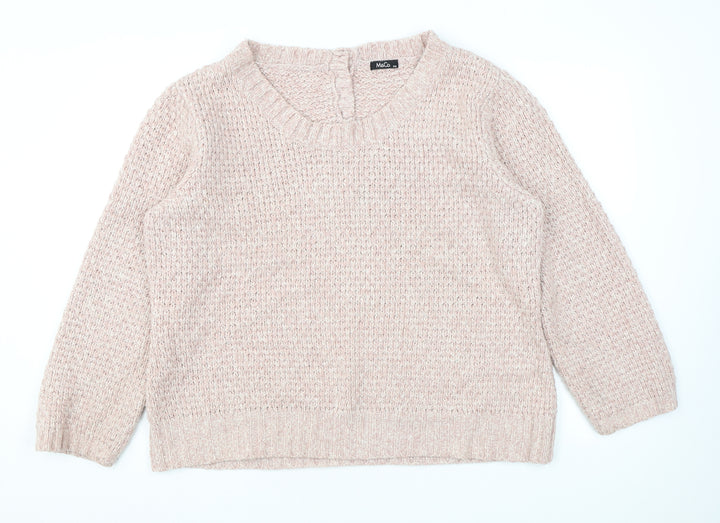M&Co Womens Pink Round Neck Acetate Pullover Jumper Size 2XL