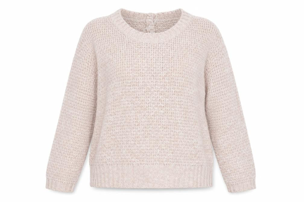 Front view of M&Co women’s pink round neck acetate jumper, size 2XL