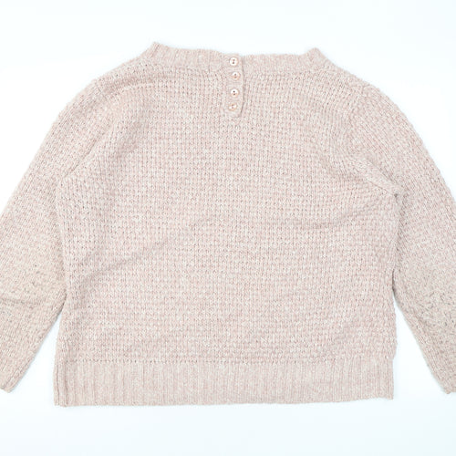 M&Co Womens Pink Round Neck Acetate Pullover Jumper Size 2XL