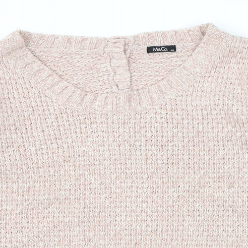 M&Co Womens Pink Round Neck Acetate Pullover Jumper Size 2XL