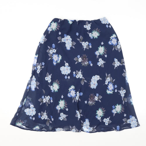 Marks and Spencer Womens Blue Floral Polyester Swing Skirt Size 10