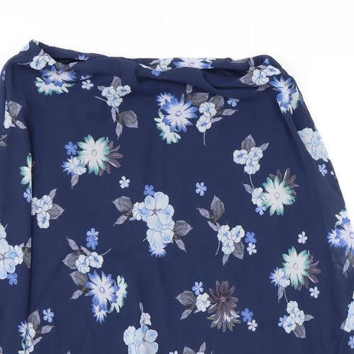 Marks and Spencer Womens Blue Floral Polyester Swing Skirt Size 10