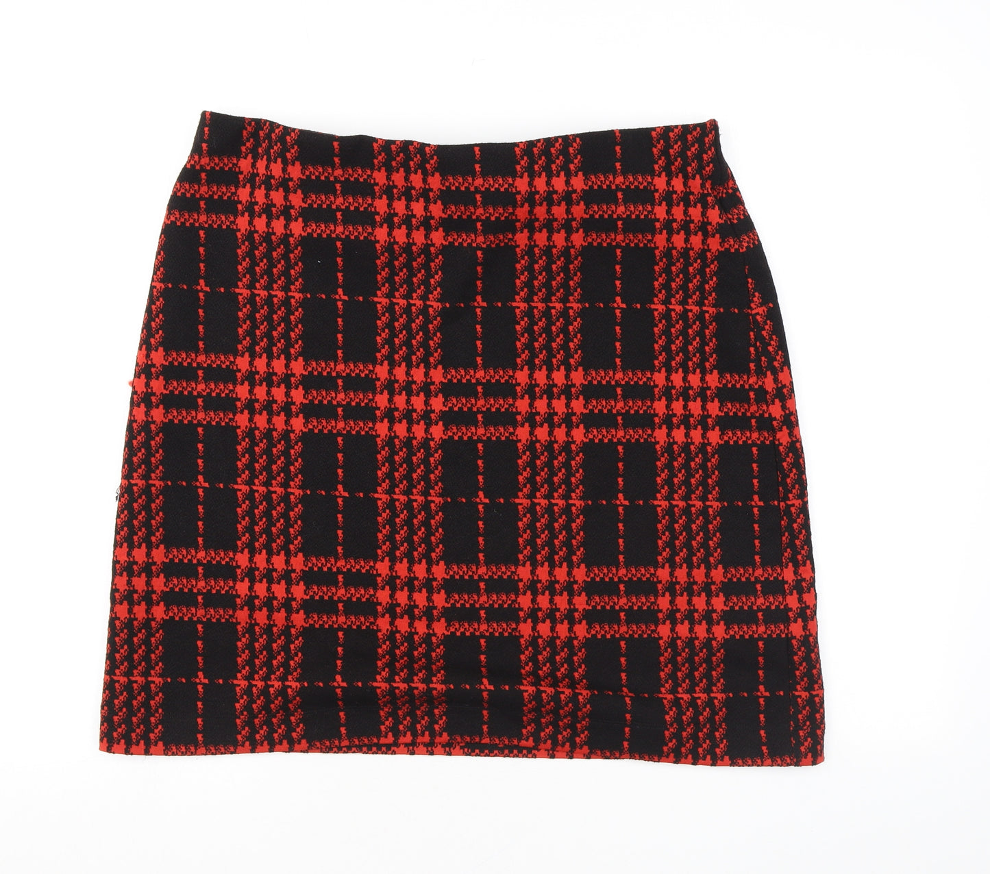 Marks and Spencer Womens Red Plaid Polyester Mini Skirt Size 16