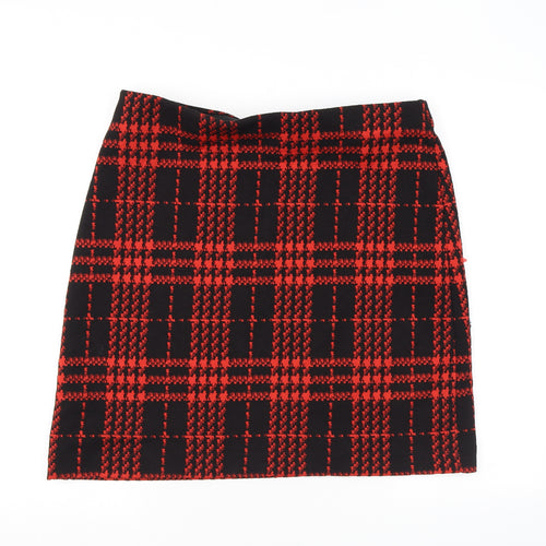 Marks and Spencer Womens Red Plaid Polyester Mini Skirt Size 16