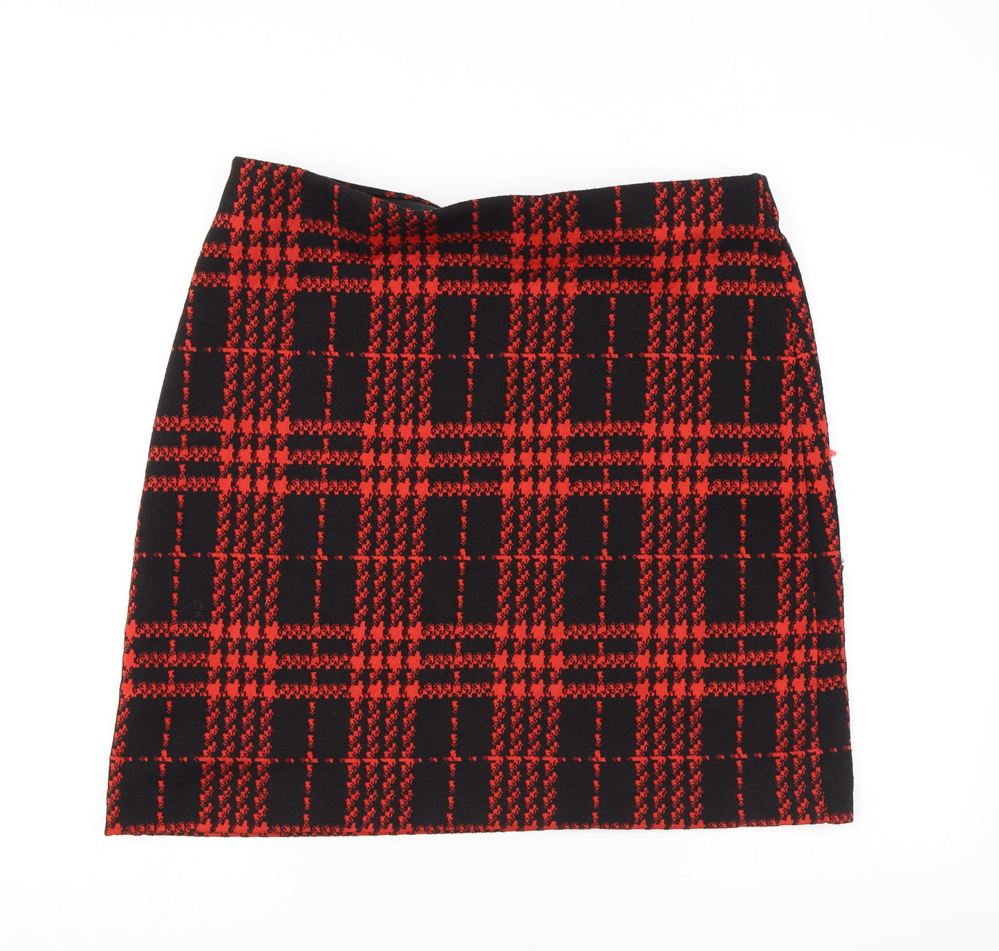 Marks and Spencer Womens Red Plaid Polyester Mini Skirt Size 16