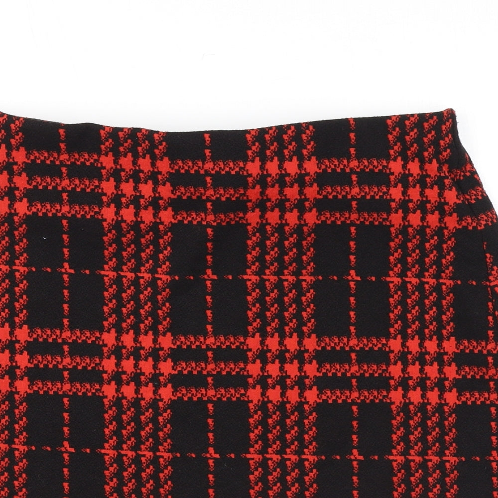 Marks and Spencer Womens Red Plaid Polyester Mini Skirt Size 16