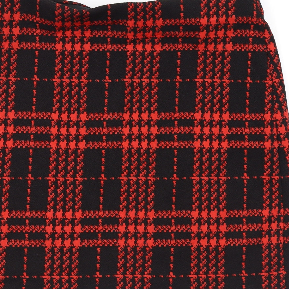 Marks and Spencer Womens Red Plaid Polyester Mini Skirt Size 16