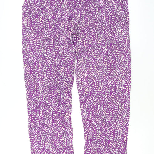 Patra Womens Purple Geometric Viscose Trousers Size M L29 in Regular Drawstring - Elasticated Waist