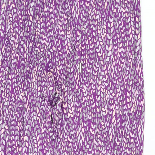 Patra Womens Purple Geometric Viscose Trousers Size M L29 in Regular Drawstring - Elasticated Waist