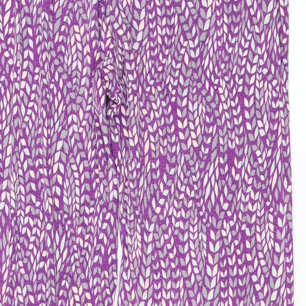 Patra Womens Purple Geometric Viscose Trousers Size M L29 in Regular Drawstring - Elasticated Waist