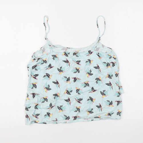 Oasis Womens Blue Geometric Viscose Basic Tank Size 8 Square Neck - Birds