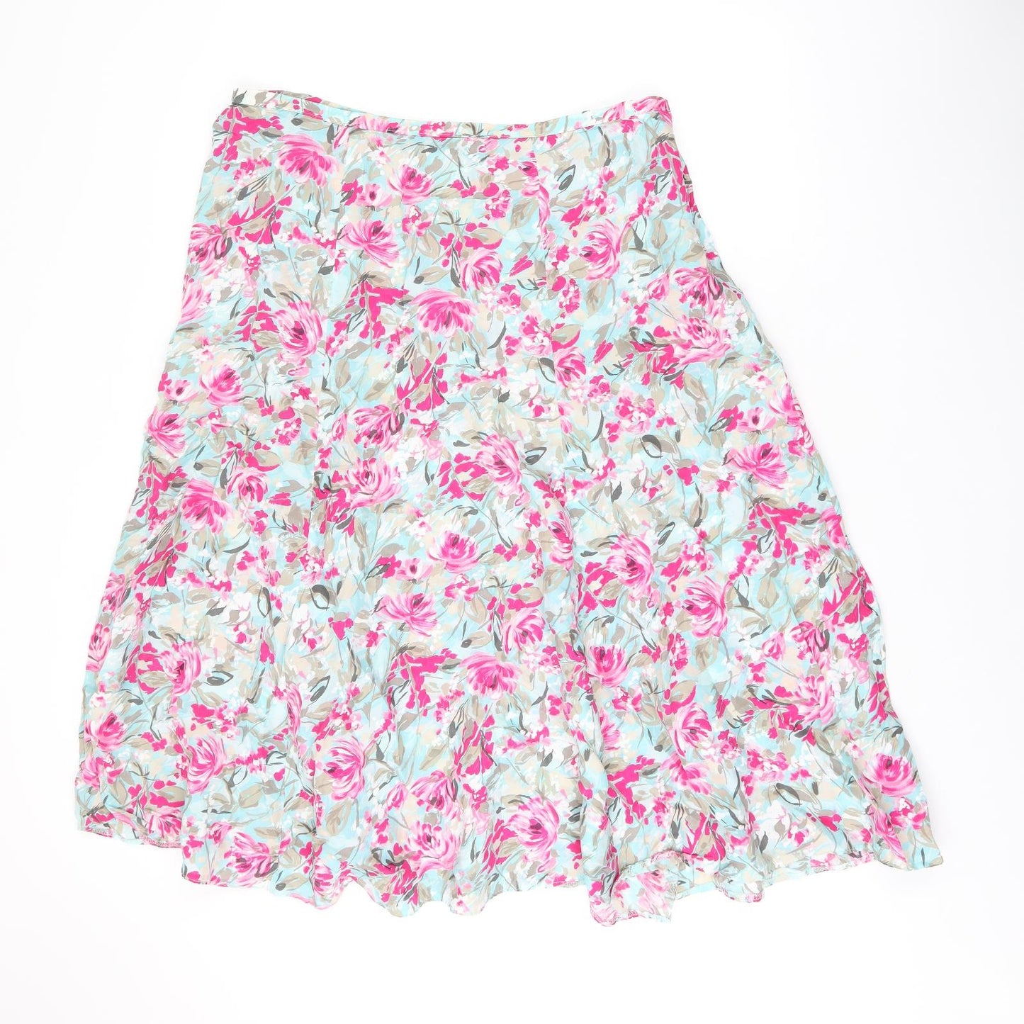 Alexon Womens Multicoloured Floral Cupro Swing Skirt Size 20 Zip
