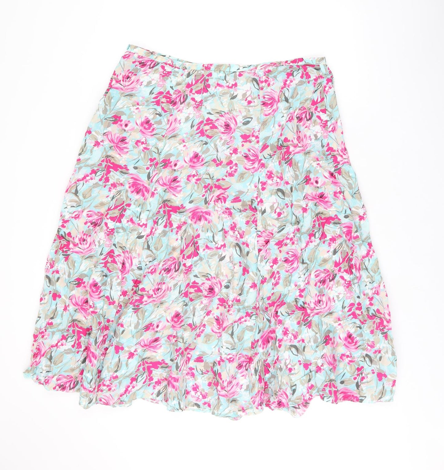 Alexon Womens Multicoloured Floral Cupro Swing Skirt Size 20 Zip
