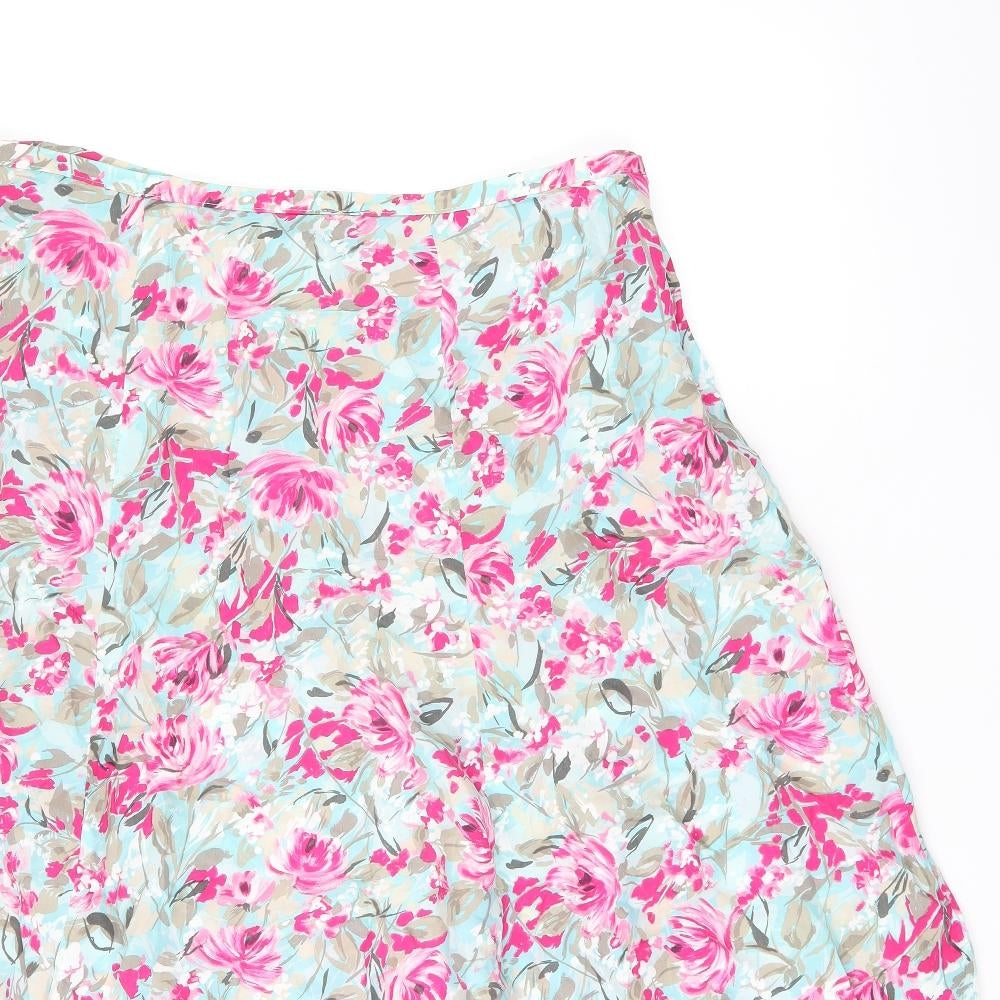 Alexon Womens Multicoloured Floral Cupro Swing Skirt Size 20 Zip
