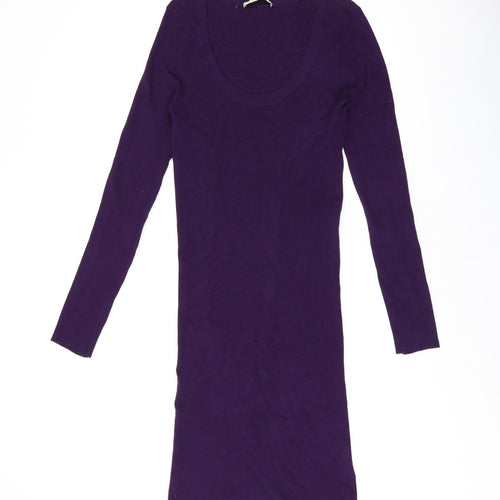 Oasis Womens Purple Viscose Bodycon Size M Scoop Neck Pullover