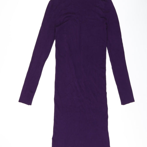 Oasis Womens Purple Viscose Bodycon Size M Scoop Neck Pullover