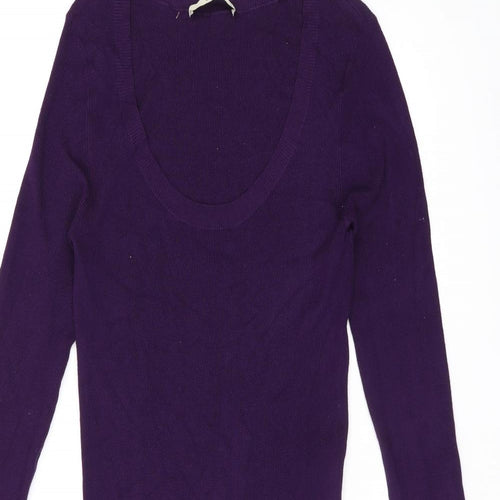 Oasis Womens Purple Viscose Bodycon Size M Scoop Neck Pullover